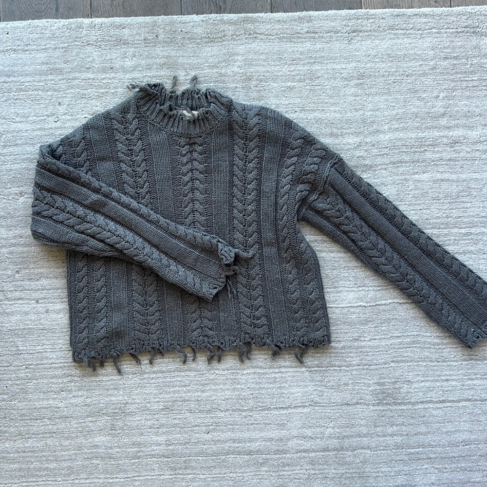 grey knit pullover sweater